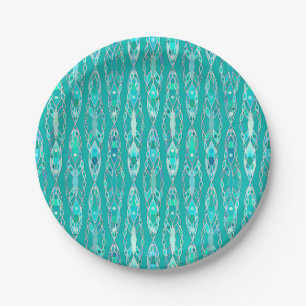 Tribal Batik - Turquoise en Aquamarine Papieren Bordje