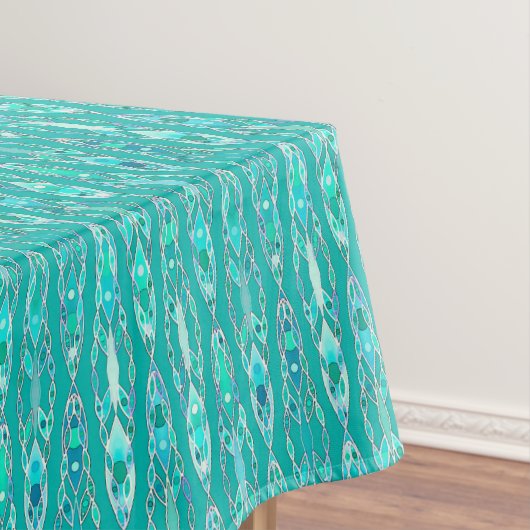 Tribal Batik - Turquoise en Aquamarine Tafelkleed (Voorbeeld)