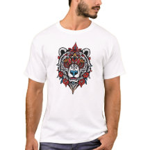 Tribal Beer Head Graphic T-shirt met Bloemenelemen