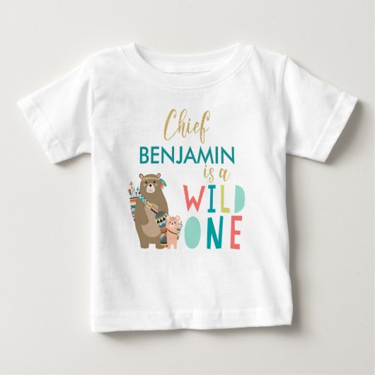 Tribal Beer Wild One 1st Birthday Shirt (Voorkant)