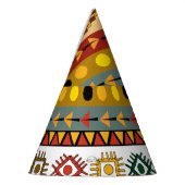 Tribal behang, artistiek etnisch ontwerp. feesthoedjes (Links)