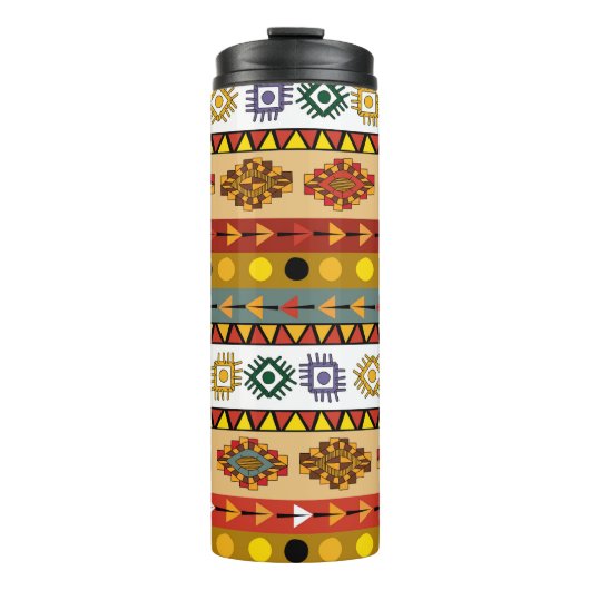 Tribal behang, artistiek etnisch ontwerp. thermosbeker (Voorkant)