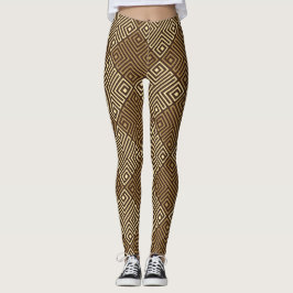 Tribal Beige Bruin Minimal Patroon Leggings