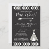 Tribal Birthday Invitation | Zwart, zilveren pow W Kaart (Voorkant)