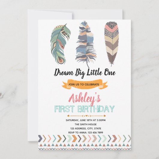 Tribal Birthday Party Invitation card Kaart (Voorkant)