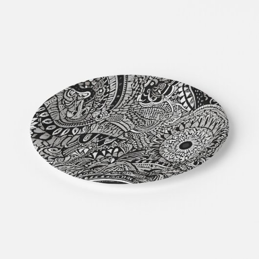 tribal black and white papieren bordje (Gekanteld)