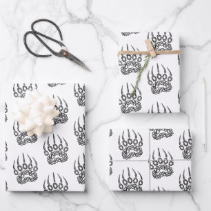 Tribal Black Beer Paw Inpakpapier Vel
