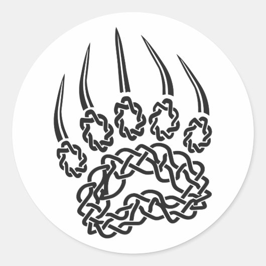 Tribal Black Beer Paw Ronde Sticker (Voorkant)