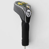 Tribal Black Bull Skull Silhouette Monogram Foto Golfheadcover (Schuin)