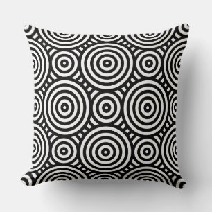 Tribal Black Circular Pattern White Kussen