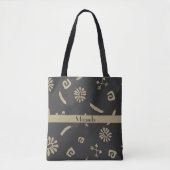 Tribal Black en Beige Native American Pattern Tote Bag (Voorkant)