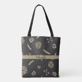 Tribal Black en Beige Native American Pattern Tote Bag (Achterkant)