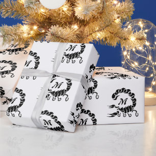 Tribal Black Scorpion Monogram Cadeaupapier