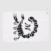 Tribal Black Scorpion Monogram Golfhanddoek (Horizontaal)