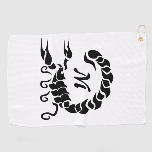 Tribal Black Scorpion Monogram Golfhanddoek (Horizontaal)