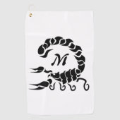 Tribal Black Scorpion Monogram Golfhanddoek (Voorkant)