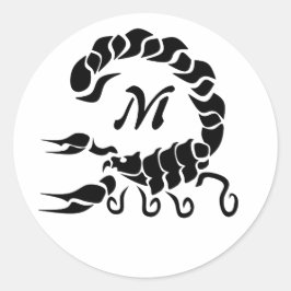 Tribal Black Scorpion Monogram Ronde Sticker