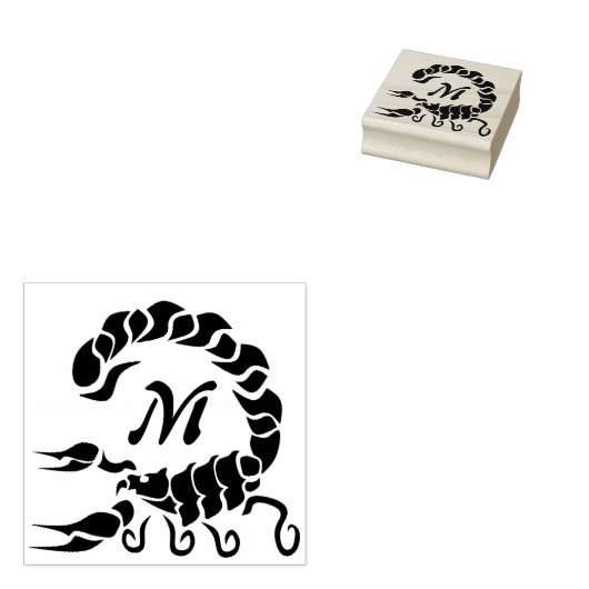 Tribal Black Scorpion Monogram Rubberstempel (Gestempeld)