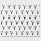 Tribal Black Stag Silhouette Monogram Cadeaupapier (Vlak)