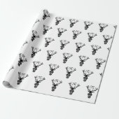 Tribal Black Stag Silhouette Monogram Cadeaupapier (Uitgerold)
