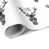 Tribal Black Stag Silhouette Monogram Cadeaupapier (Rol Hoek)