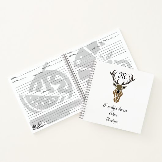 Tribal Black Stag Silhouette Monogram Deer Recipes Notitieboek (Binnen)