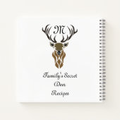 Tribal Black Stag Silhouette Monogram Deer Recipes Notitieboek (Achterkant)
