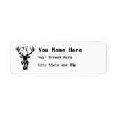 Tribal Black Stag Silhouette Monogram Etiket (Voorkant)