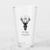 Tribal Black Stag Silhouette Monogram Glas (Voorkant)