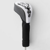 Tribal Black Stag Silhouette Monogram Golfheadcover (Schuin)