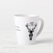 Tribal Black Stag Silhouette Monogram Latte Mok (Rechterhoek)
