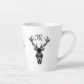 Tribal Black Stag Silhouette Monogram Latte Mok (Rechts)
