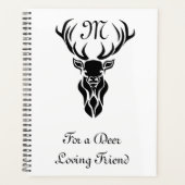 Tribal Black Stag Silhouette Monogram Planner (Voorkant)