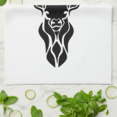Tribal Black Stag Silhouette Monogram Theedoek (Gevouwen)