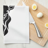 Tribal Black Stag Silhouette Monogram Theedoek (Quarter Fold)