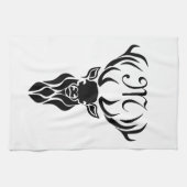 Tribal Black Stag Silhouette Monogram Theedoek (Horizontaal)