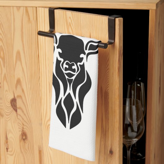 Tribal Black Stag Silhouette Monogram Theedoek (Derde Gevouwen)