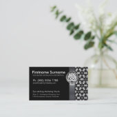 Tribal Black White Batik met Logo Visitekaartje (Staand voorkant)