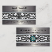 Tribal Black+White en metaal met Logo Business Car Visitekaartje (Voorkant / Achterkant)