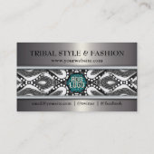 Tribal Black+White en metaal met Logo Business Car Visitekaartje (Achterkant)
