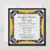 Tribal Black White + Yellow Vow Renewal Invitae Kaart (Achterkant)