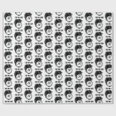 Tribal Black Wolf Head Silhouette Laurel Monogram Cadeaupapier (Vlak)