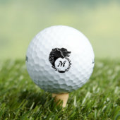 Tribal Black Wolf Head Silhouette Laurel Monogram Golfballen (Insitu Shirt)