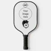 Tribal Black Wolf Head Silhouette Laurel Monogram Pickleball Paddle (Voorkant)