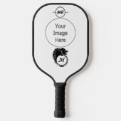 Tribal Black Wolf Head Silhouette Laurel Monogram Pickleball Paddle (Achterkant)