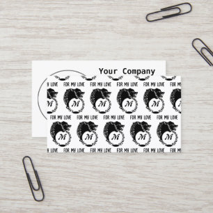 Tribal Black Wolf Head Silhouette Laurel Monogram Visitekaartje