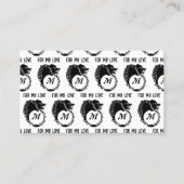 Tribal Black Wolf Head Silhouette Laurel Monogram Visitekaartje (Voorkant)