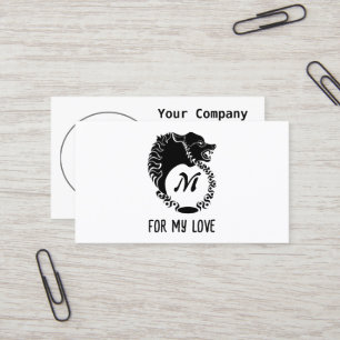 Tribal Black Wolf Head Silhouette Laurel Monogram Visitekaartje