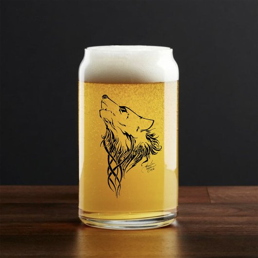 Tribal Black Wolf Howl Blikvorm Glas