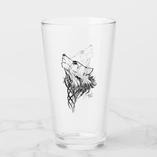 Tribal Black Wolf Howl Glas (Achterkant)